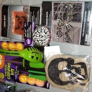 5 PC SKULL set #6 BANNER bags carving kit cupcake liners Halloween NEW